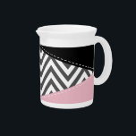 Gray Zigzag, Gray Chevron, Zigzag Pattern, Pink Beverage Pitcher<br><div class="desc">Elegant,  stylish and sophisticated zigzag (chevron) pattern in gray and white color with pink and black patches of color. Modern and trendy gift,  perfect for the zigzag lover in your life.</div>