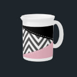 Gray Zigzag, Gray Chevron, Zigzag Pattern, Pink Beverage Pitcher<br><div class="desc">Elegant,  stylish and sophisticated zigzag (chevron) pattern in gray and white color with pink and black patches of color. Modern and trendy gift,  perfect for the zigzag lover in your life.</div>