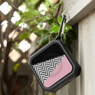 Gray Zigzag, Gray Chevron, Zigzag Pattern, Pink Bluetooth Speaker