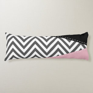 Gray Zigzag, Gray Chevron, Zigzag Pattern, Pink Body Pillow