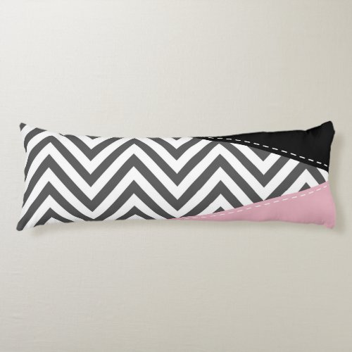 Gray Zigzag Gray Chevron Zigzag Pattern Pink Body Pillow
