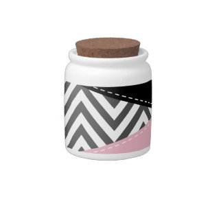Gray Zigzag, Gray Chevron, Zigzag Pattern, Pink Candy Jar