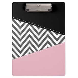 Gray Zigzag, Gray Chevron, Zigzag Pattern, Pink Clipboard