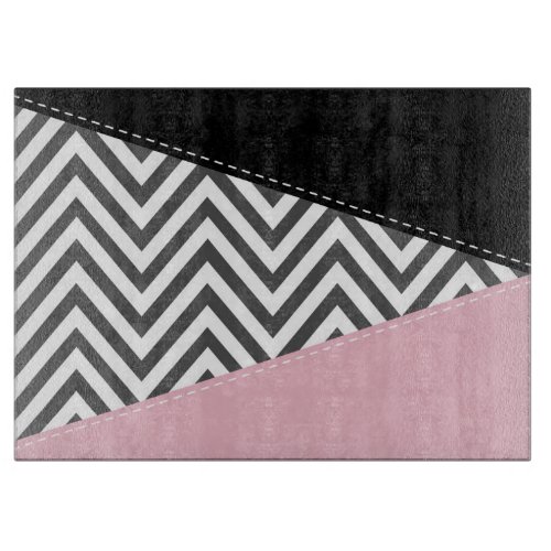 Gray Zigzag Gray Chevron Zigzag Pattern Pink Cutting Board