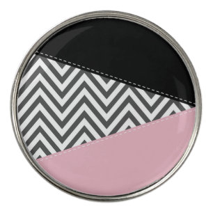 Gray Zigzag, Gray Chevron, Zigzag Pattern, Pink Golf Ball Marker
