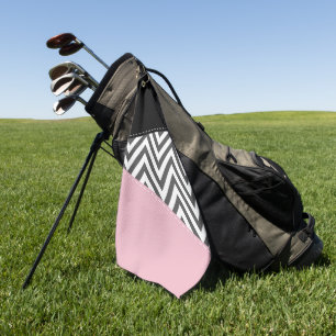 Gray Zigzag, Gray Chevron, Zigzag Pattern, Pink Golf Towel