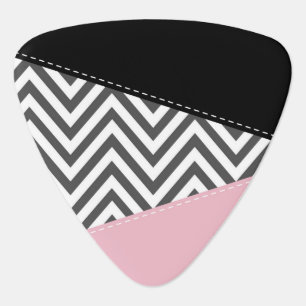 Gray Zigzag, Gray Chevron, Zigzag Pattern, Pink Guitar Pick