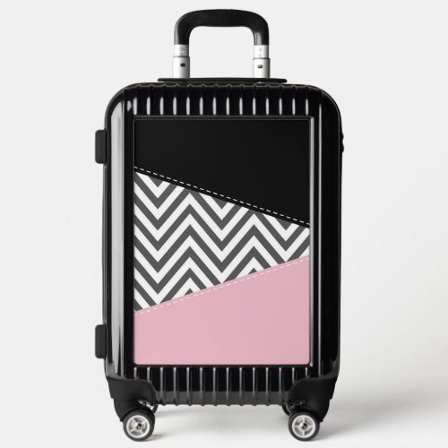 Gray Zigzag Gray Chevron Zigzag Pattern Pink Luggage