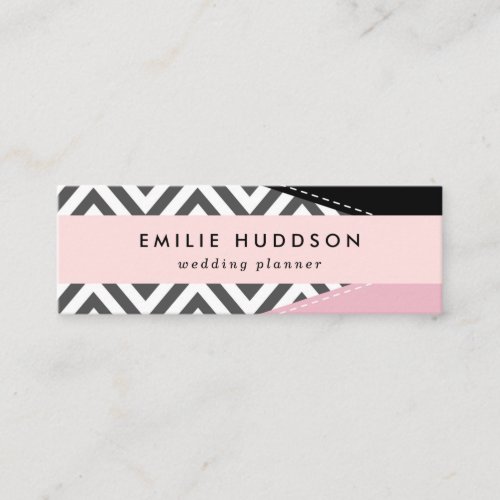 Gray Zigzag Gray Chevron Zigzag Pattern Pink Mini Business Card