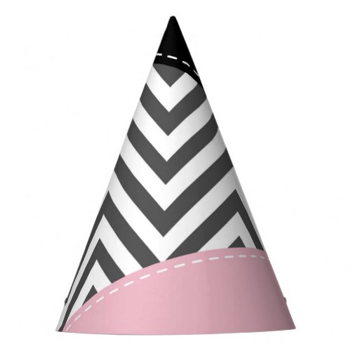 Gray Zigzag Gray Chevron Zigzag Pattern Pink Party Hat