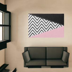 Gray Zigzag, Gray Chevron, Zigzag Pattern, Pink Rug