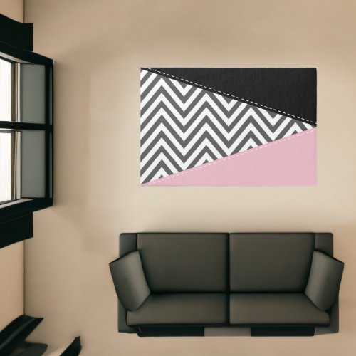 Gray Zigzag Gray Chevron Zigzag Pattern Pink Rug