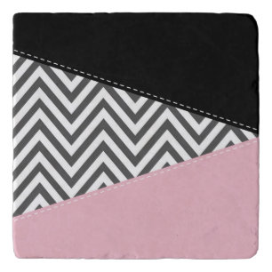 Gray Zigzag, Gray Chevron, Zigzag Pattern, Pink Trivet