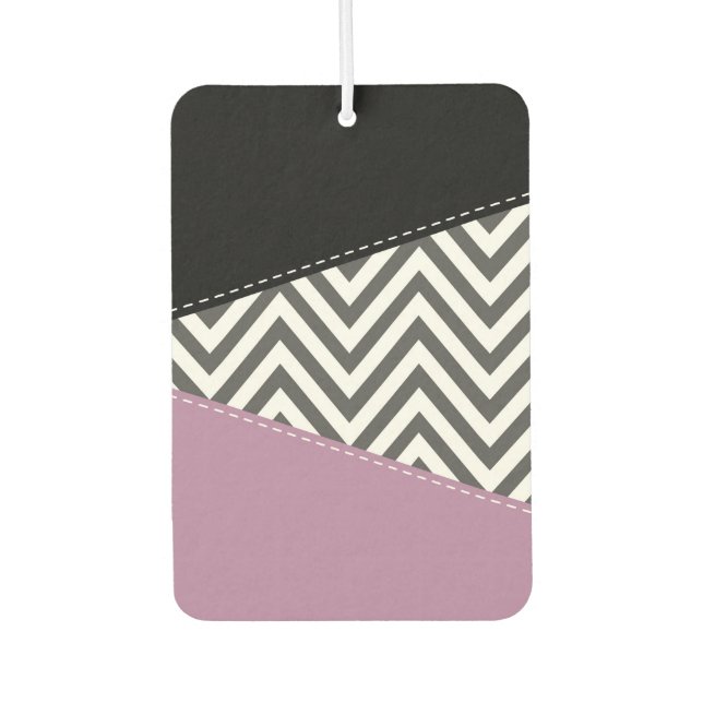 Gray Zigzag, Gray Chevron, Zigzag Pattern, Purple Air Freshener (Front)