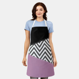 Gray Zigzag, Gray Chevron, Zigzag Pattern, Purple Apron