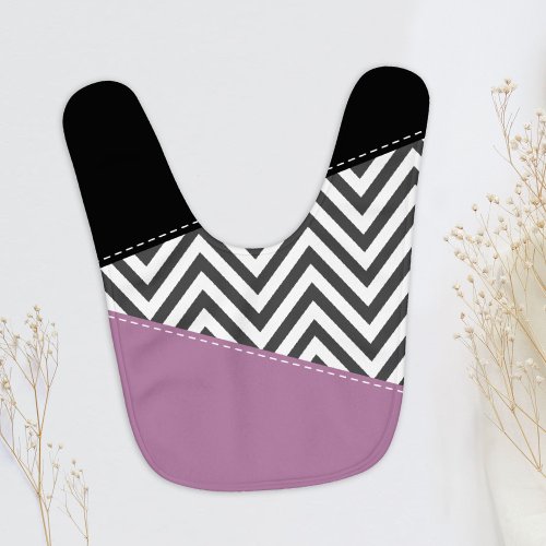 Gray Zigzag Gray Chevron Zigzag Pattern Purple Baby Bib