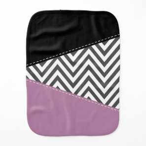 Gray Zigzag, Gray Chevron, Zigzag Pattern, Purple Baby Burp Cloth