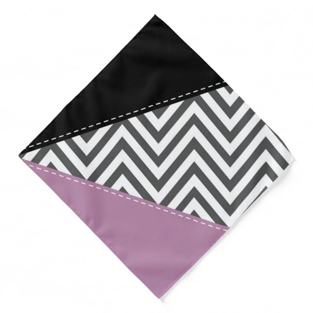 Gray Zigzag, Gray Chevron, Zigzag Pattern, Purple Bandana (Front)