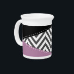 Gray Zigzag, Gray Chevron, Zigzag Pattern, Purple Beverage Pitcher<br><div class="desc">Elegant,  stylish and sophisticated zigzag (chevron) pattern in gray and white color with purple and black patches of color. Modern and trendy gift,  perfect for the zigzag lover in your life.</div>