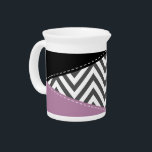 Gray Zigzag, Gray Chevron, Zigzag Pattern, Purple Beverage Pitcher<br><div class="desc">Elegant,  stylish and sophisticated zigzag (chevron) pattern in gray and white color with purple and black patches of color. Modern and trendy gift,  perfect for the zigzag lover in your life.</div>