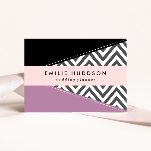 Gray Zigzag Gray Chevron Zigzag Pattern Purple Business Card