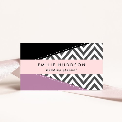 Gray Zigzag Gray Chevron Zigzag Pattern Purple Business Card