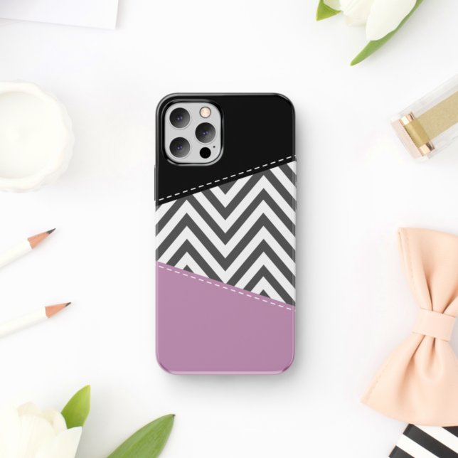 Gray Zigzag, Gray Chevron, Zigzag Pattern, Purple Case-Mate iPhone Case (Creator Uploaded)