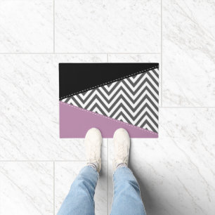 Gray Zigzag, Gray Chevron, Zigzag Pattern, Purple Doormat