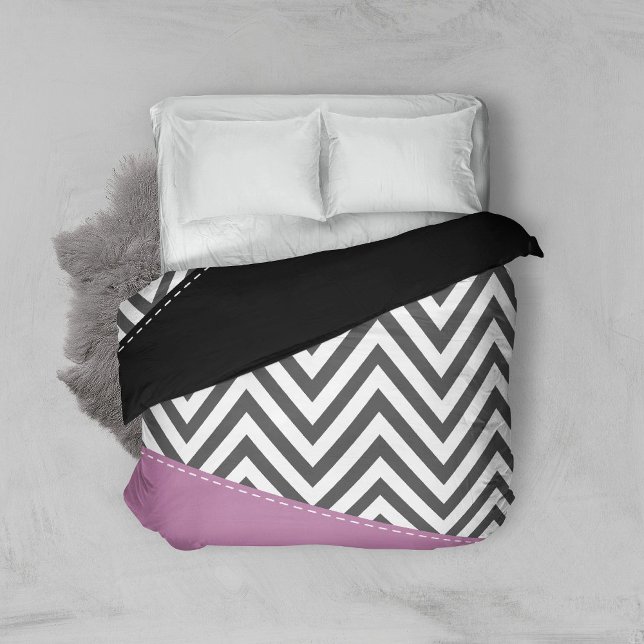 Gray Zigzag, Gray Chevron, Zigzag Pattern, Purple Duvet Cover (Creator Uploaded)