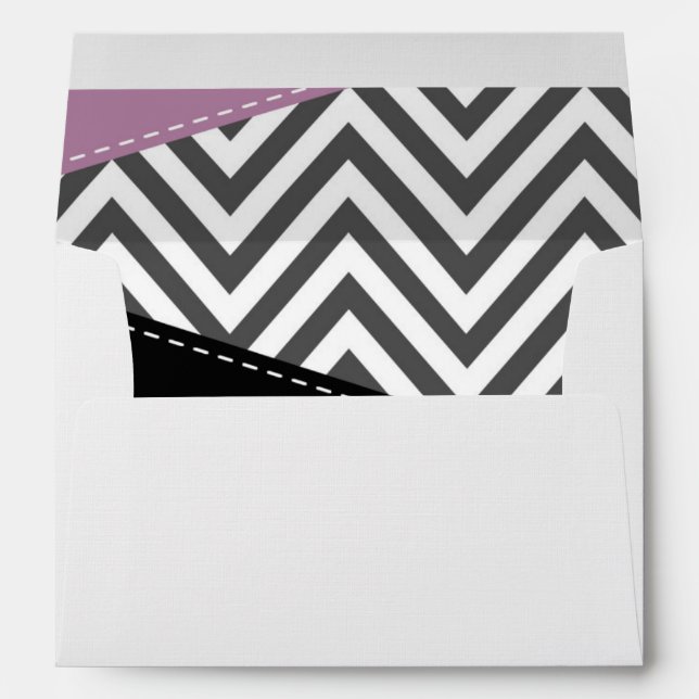 Gray Zigzag, Gray Chevron, Zigzag Pattern, Purple Envelope (Back (Bottom))