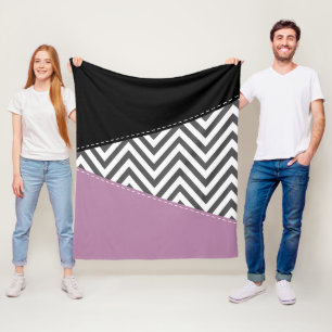 Gray Zigzag, Gray Chevron, Zigzag Pattern, Purple Fleece Blanket