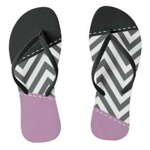 Gray Zigzag, Gray Chevron, Zigzag Pattern, Purple Flip Flops