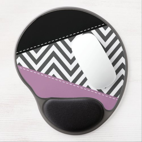 Gray Zigzag Gray Chevron Zigzag Pattern Purple Gel Mouse Pad