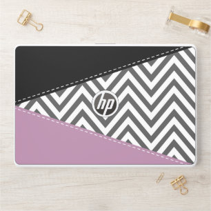 Gray Zigzag, Gray Chevron, Zigzag Pattern, Purple HP Laptop Skin