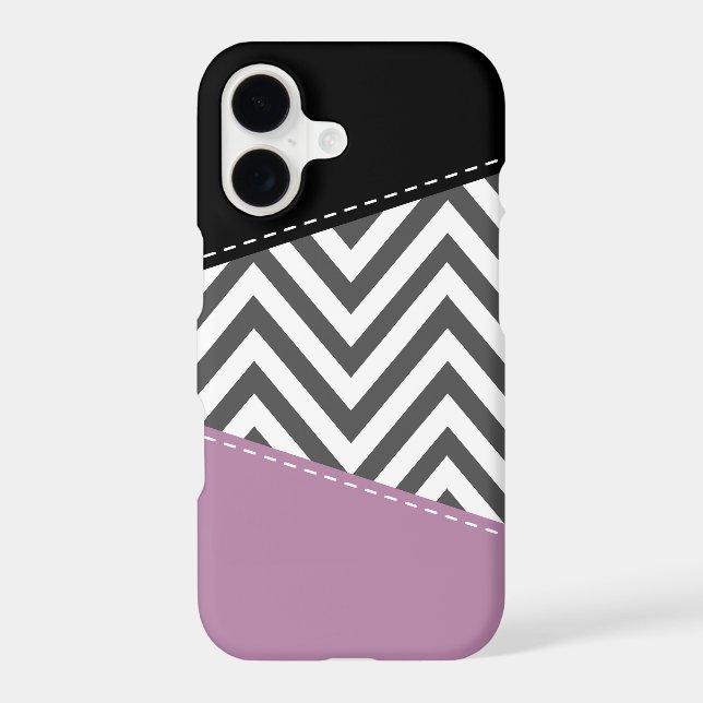 Gray Zigzag, Gray Chevron, Zigzag Pattern, Purple Iphone Case (Back)