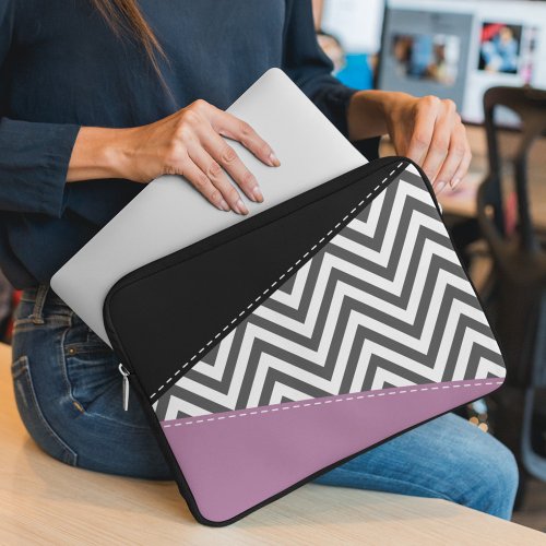 Gray Zigzag Gray Chevron Zigzag Pattern Purple Laptop Sleeve