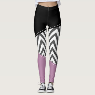 Gray Zigzag, Gray Chevron, Zigzag Pattern, Purple Leggings