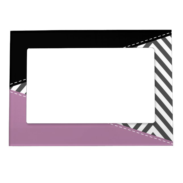 Gray Zigzag, Gray Chevron, Zigzag Pattern, Purple Magnetic Frame (Front)