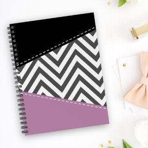 Gray Zigzag, Gray Chevron, Zigzag Pattern, Purple Notebook