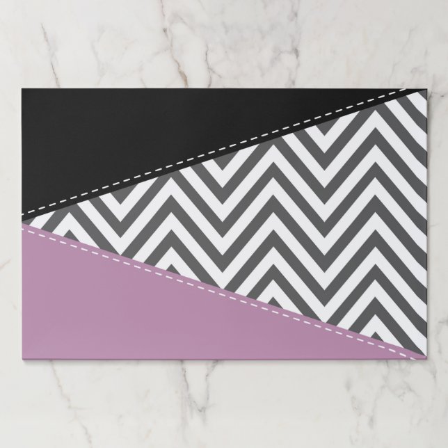 Gray Zigzag, Gray Chevron, Zigzag Pattern, Purple Paper Pad (Front)