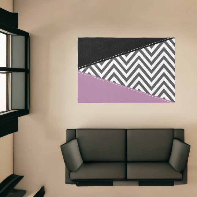 Gray Zigzag, Gray Chevron, Zigzag Pattern, Purple Rug (Insitu (Indoor 1))
