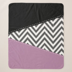 Gray Zigzag, Gray Chevron, Zigzag Pattern, Purple Sherpa Blanket
