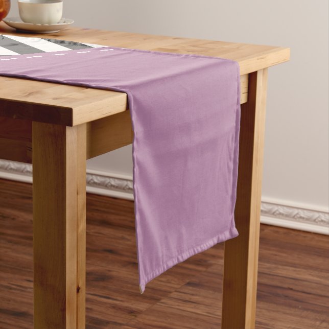 Gray Zigzag, Gray Chevron, Zigzag Pattern, Purple Short Table Runner (In Situ)