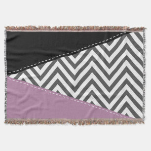 Gray Zigzag, Gray Chevron, Zigzag Pattern, Purple Throw Blanket