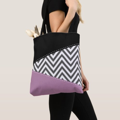 Gray Zigzag Gray Chevron Zigzag Pattern Purple Tote Bag