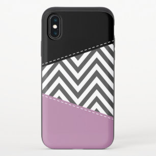 Gray Zigzag, Gray Chevron, Zigzag Pattern, Purple iPhone X Slider Case