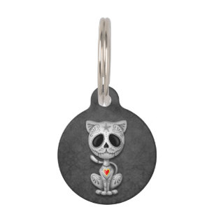 Gray Zombie Sugar Kitten Cat Pet ID Tag
