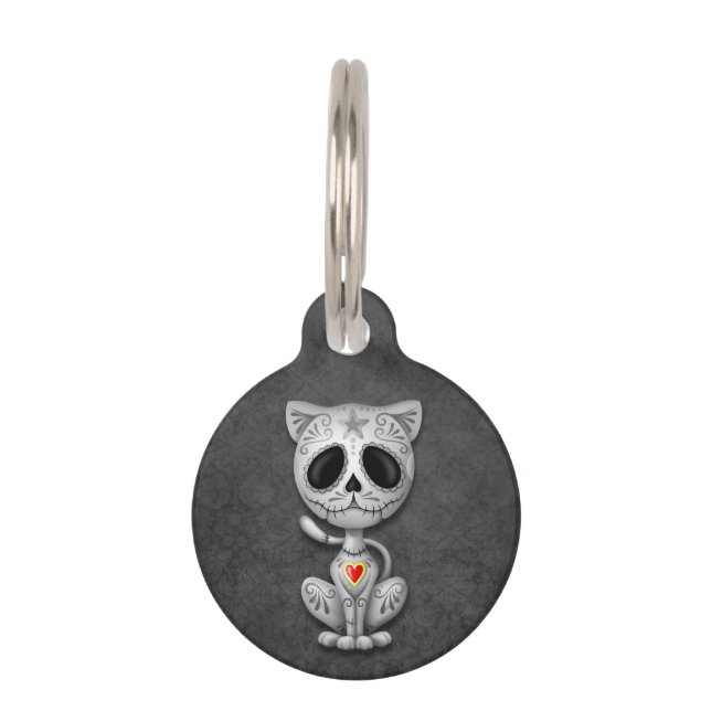 Gray Zombie Sugar Kitten Cat Pet ID Tag (Front)