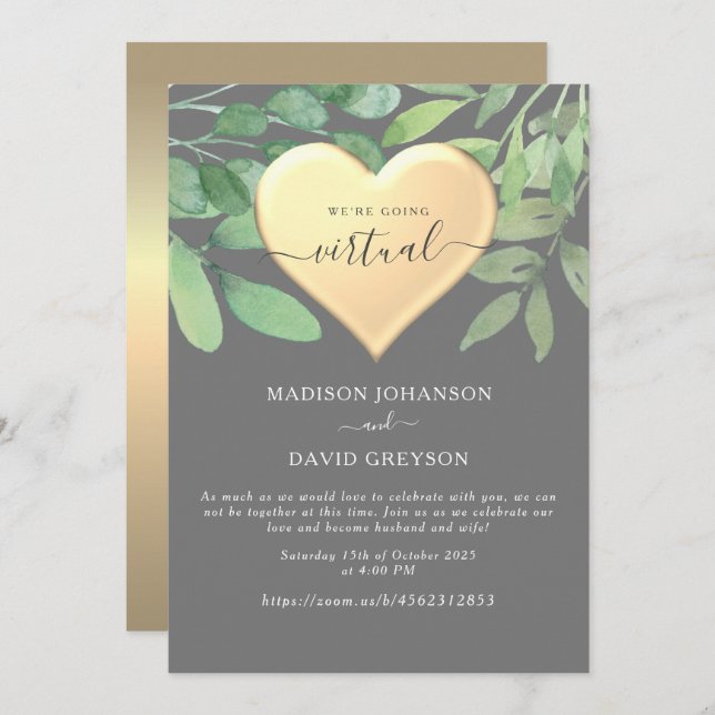 Gray Zoom Wedding Invitation (Front/Back)