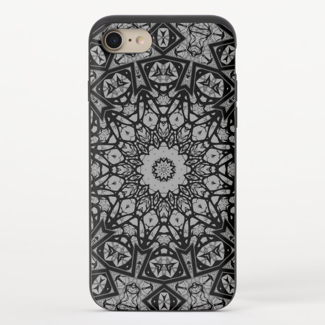 grayand black ornament shawl patchwork shawl uncommon iPhone case (Back)